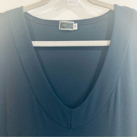 SYMPLI Sz 18 Deep V-Neck Asymmetrical  Hemline Slouchy Pocket 3/4 Sleeve Tunic - Picture 4 of 6